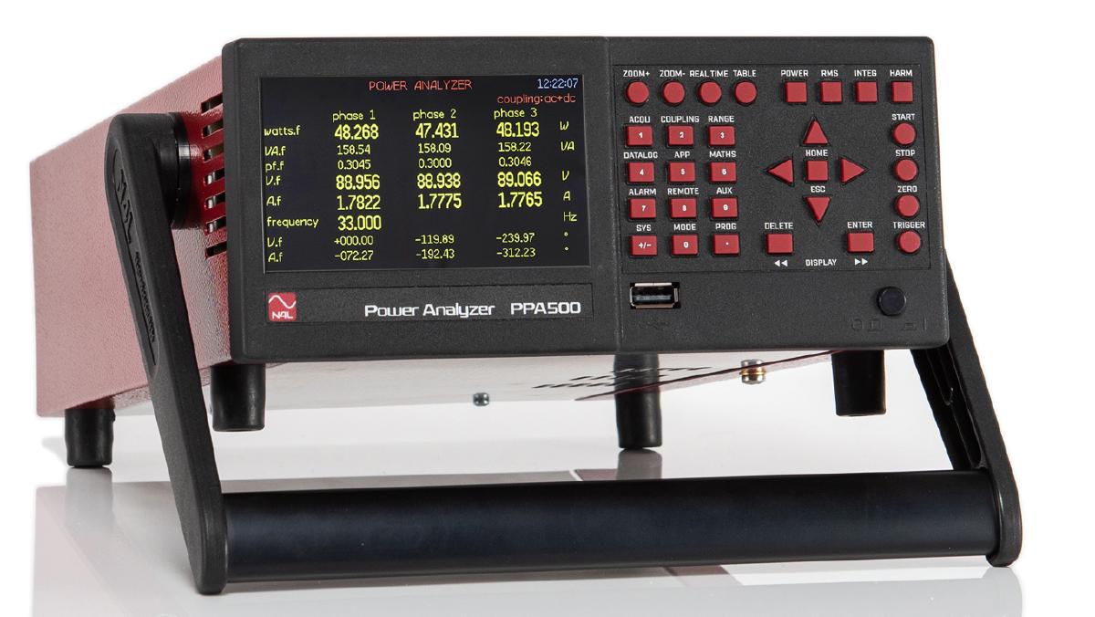 PPA530 Three phase compact power analyzier showing zoomed numerical display allowing key measurements to be highlighted.