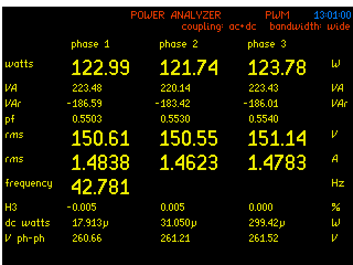 Image showing the high speed realtime display update on the Newtons4th PPA55 series power analyzers.